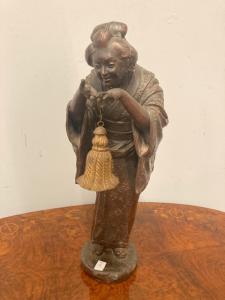 Scultura in Terracotta Geisha Achille Tamburlini epoca fine 800 Altezza cm 50
